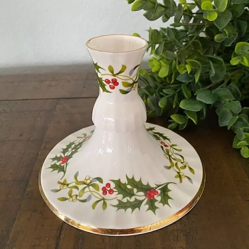 Royal Sutherland Fine Bone China Candle Candlestick Holder - Holly